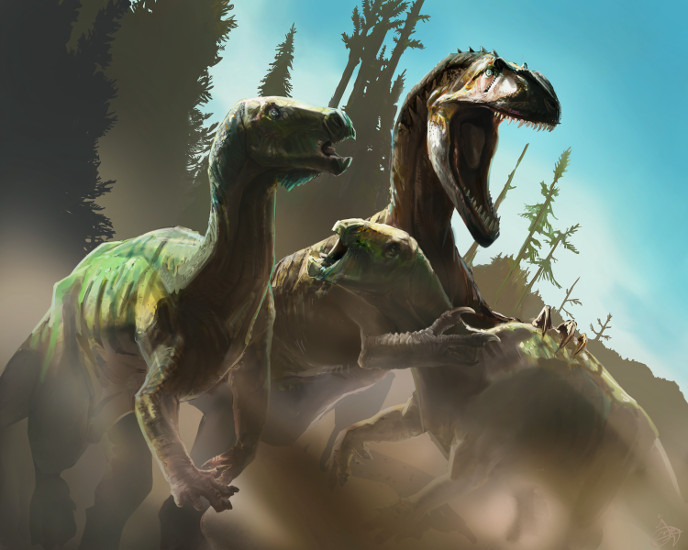 Камптозавр и аллозавр