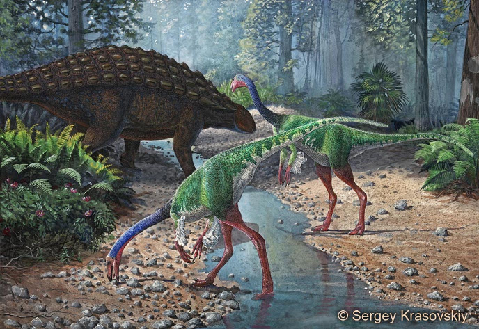 Орнитомим и паноплозавр